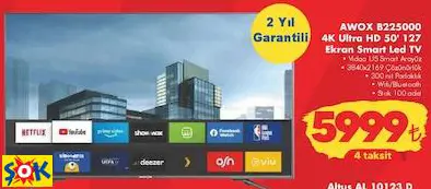 AWOX B225000 4K ULTRA HD 50' 127 EKRAN SMART LED TV/TELEVİZYON